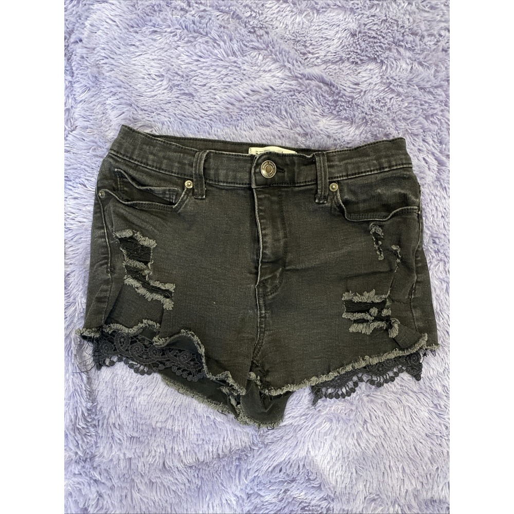 Mudd Flx Stretch Cutoff Black Jean Shorts Sz 7